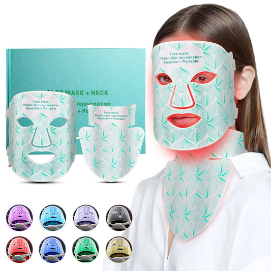 8 Colors Facial LED Mask with Neck Red Light Near